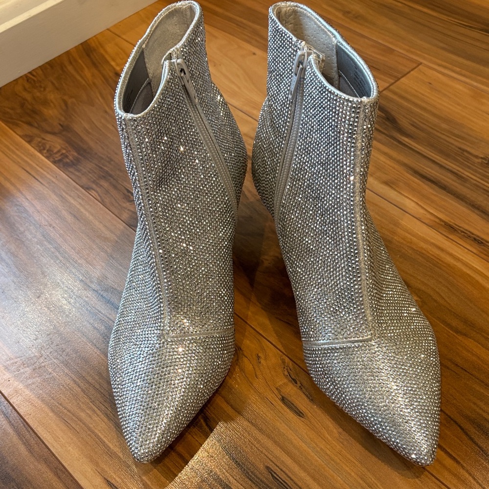 Alex Marie Glittering Silver Ankle Booties